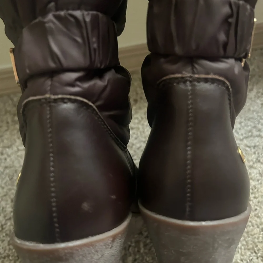 UGG Australia Cassidy Leather Puffy Brown Wedge Winter Boots Women's Size 9 Rain